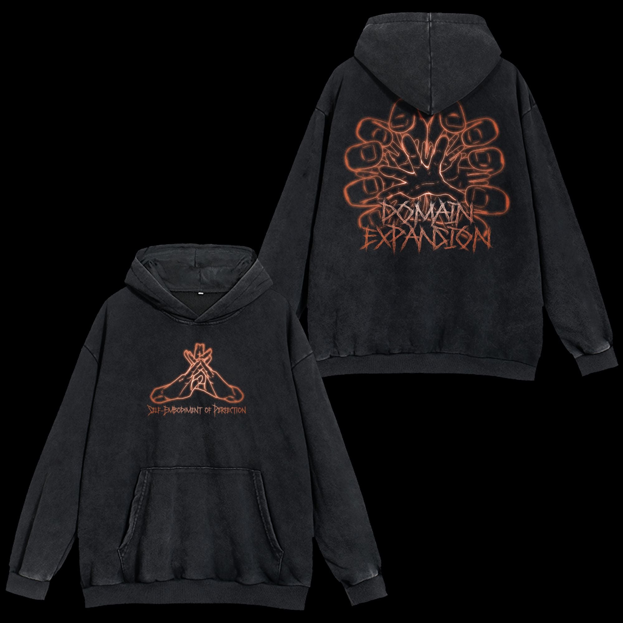 Self Embodiment of Perfection Vintage Washed Hoodie featuring Jujutsu Kaisen design