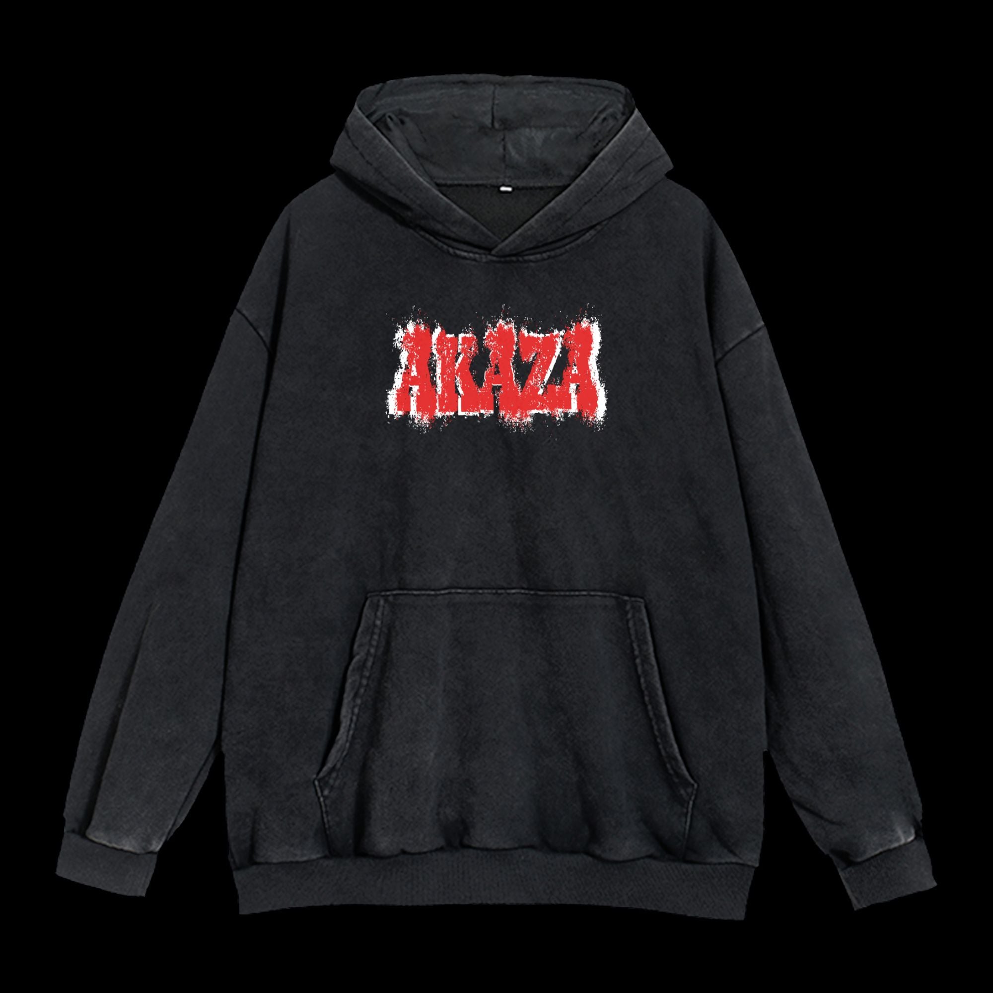 Front view of Akaza Vintage Washed Hoodie, featuring a retro design inspired by Demon Slayer's Akaza.