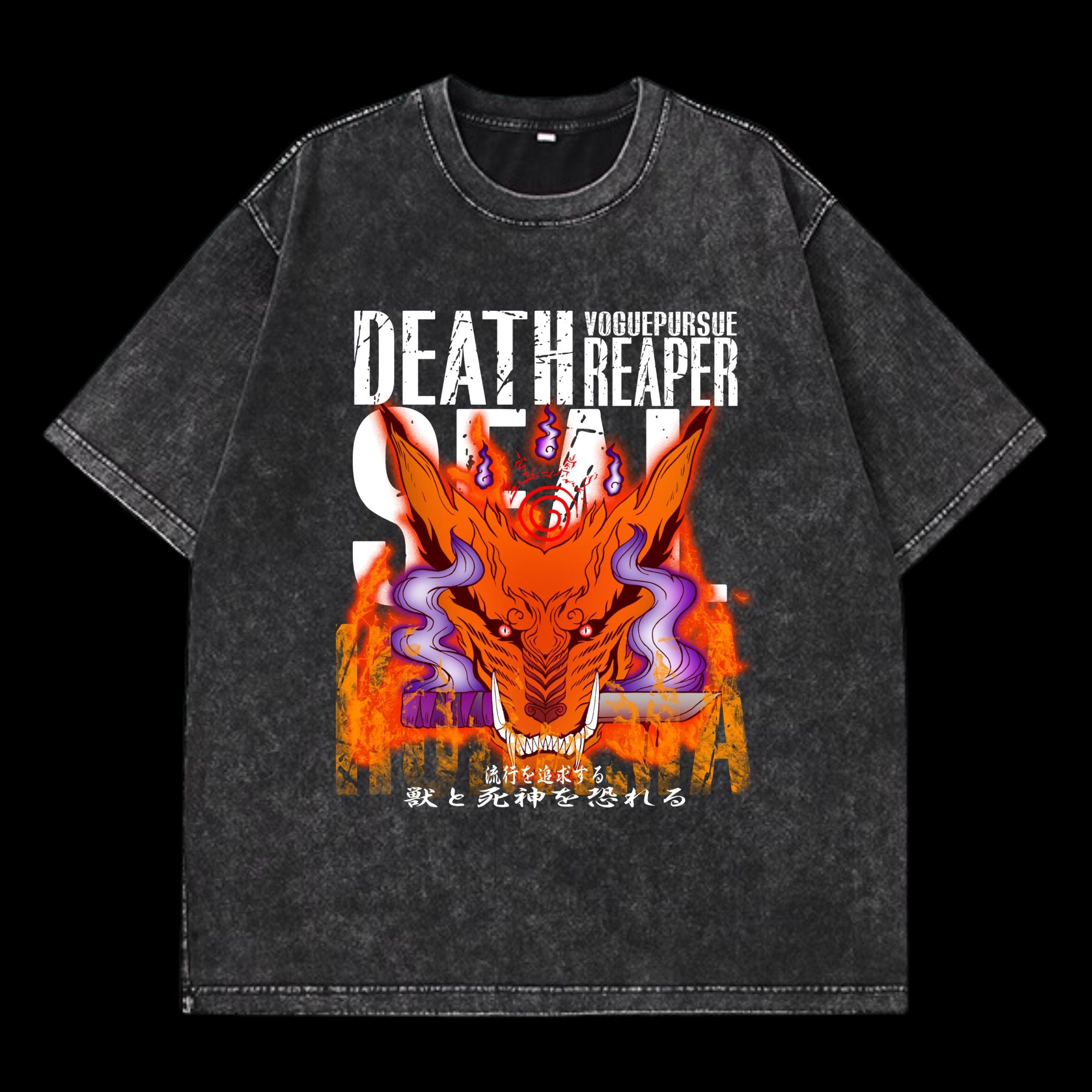 Naruto Kurama x Death Reaper Seal Vintage Washed T-Shirt