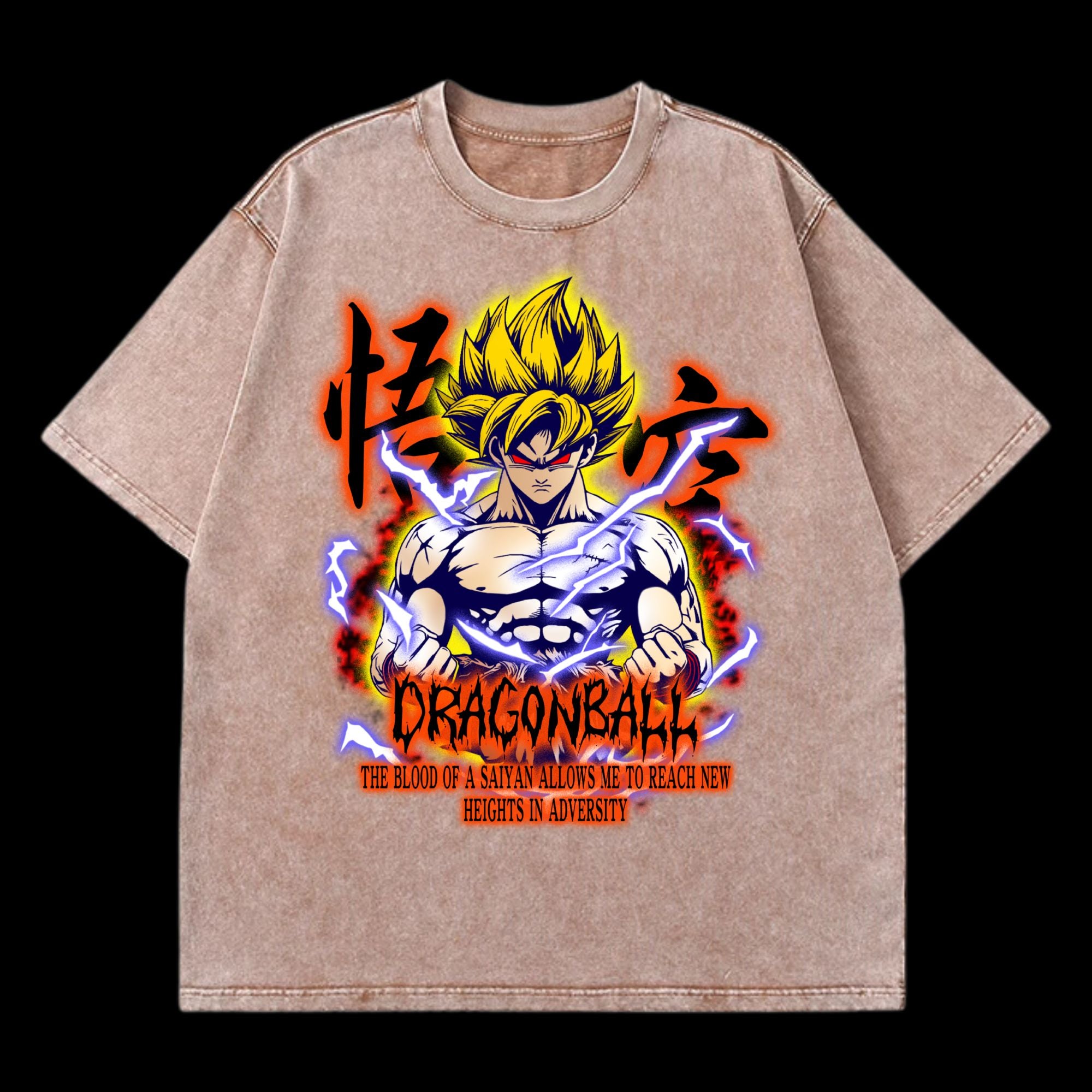 Goku SS2 Washed T-Shirt front view – Dragon Ball vintage design