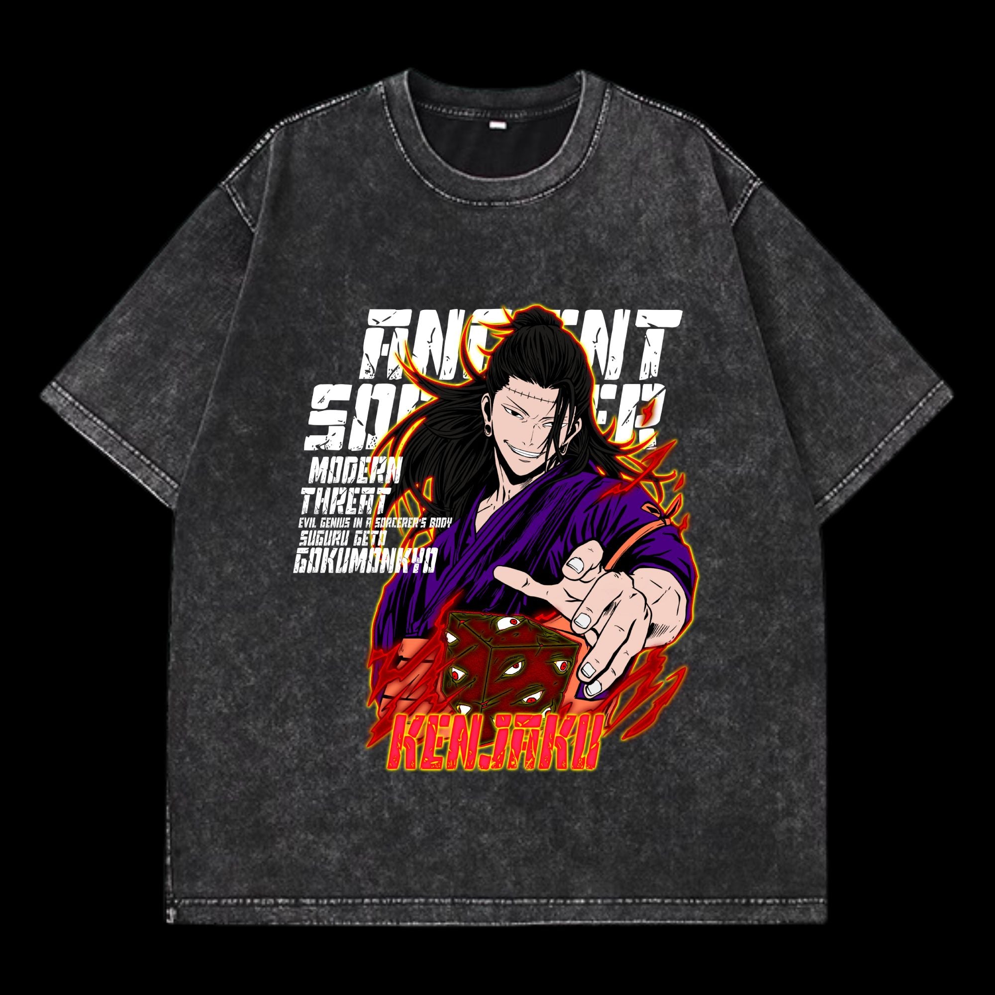 Kenjaku Washed T-Shirt featuring Kenjaku from Jujutsu Kaisen