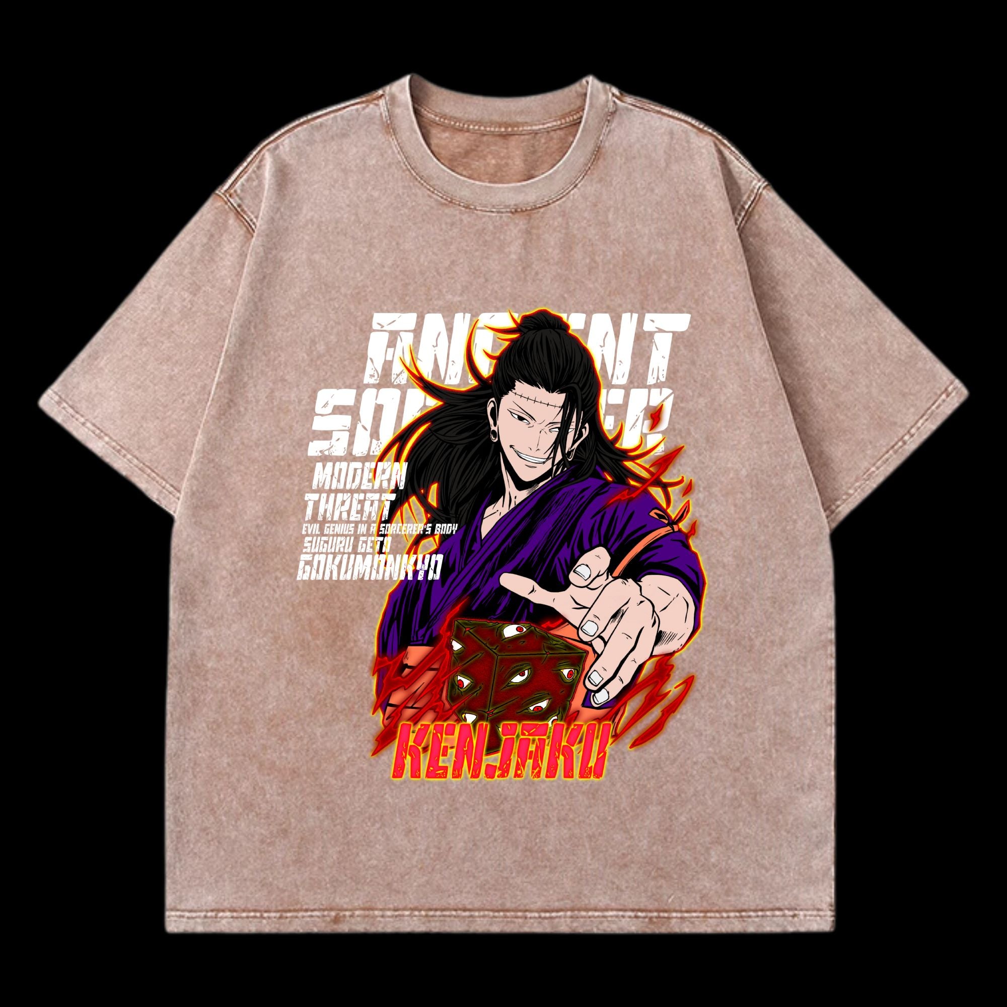 Kenjaku Washed T-Shirt featuring Kenjaku from Jujutsu Kaisen