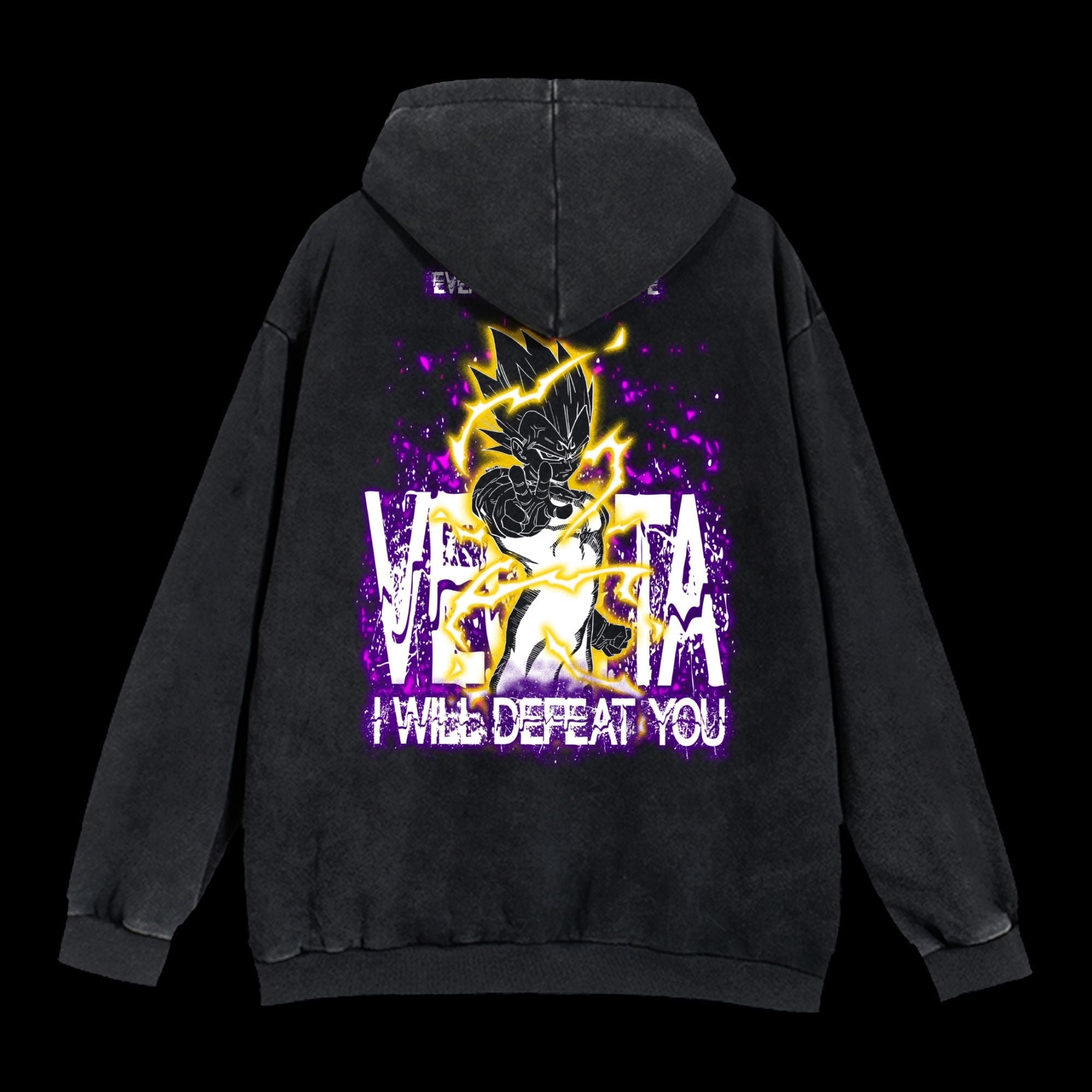 Majin Vegeta Vintage Washed Hoodie back view - retro anime design