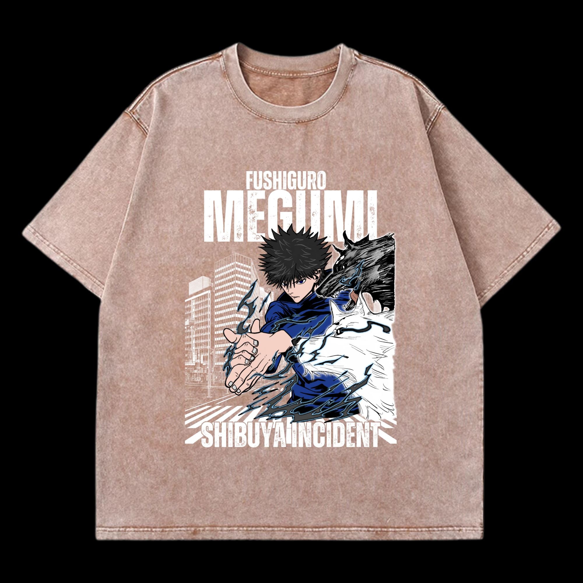 Megumi Fushiguro Washed T-Shirt featuring Megumi Fushiguro from Jujutsu Kaisen