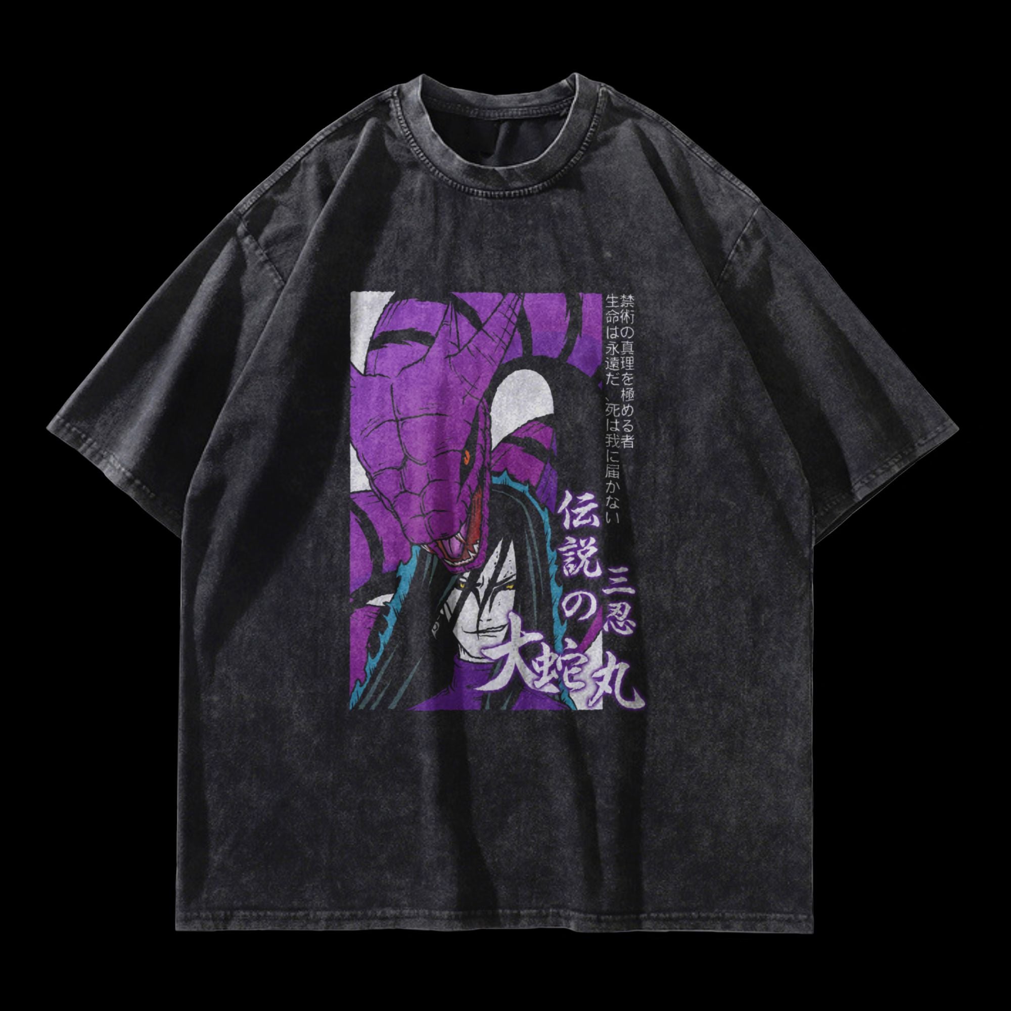 Orochimaru Vintage Washed T-Shirt front view with Legendary Sannin design