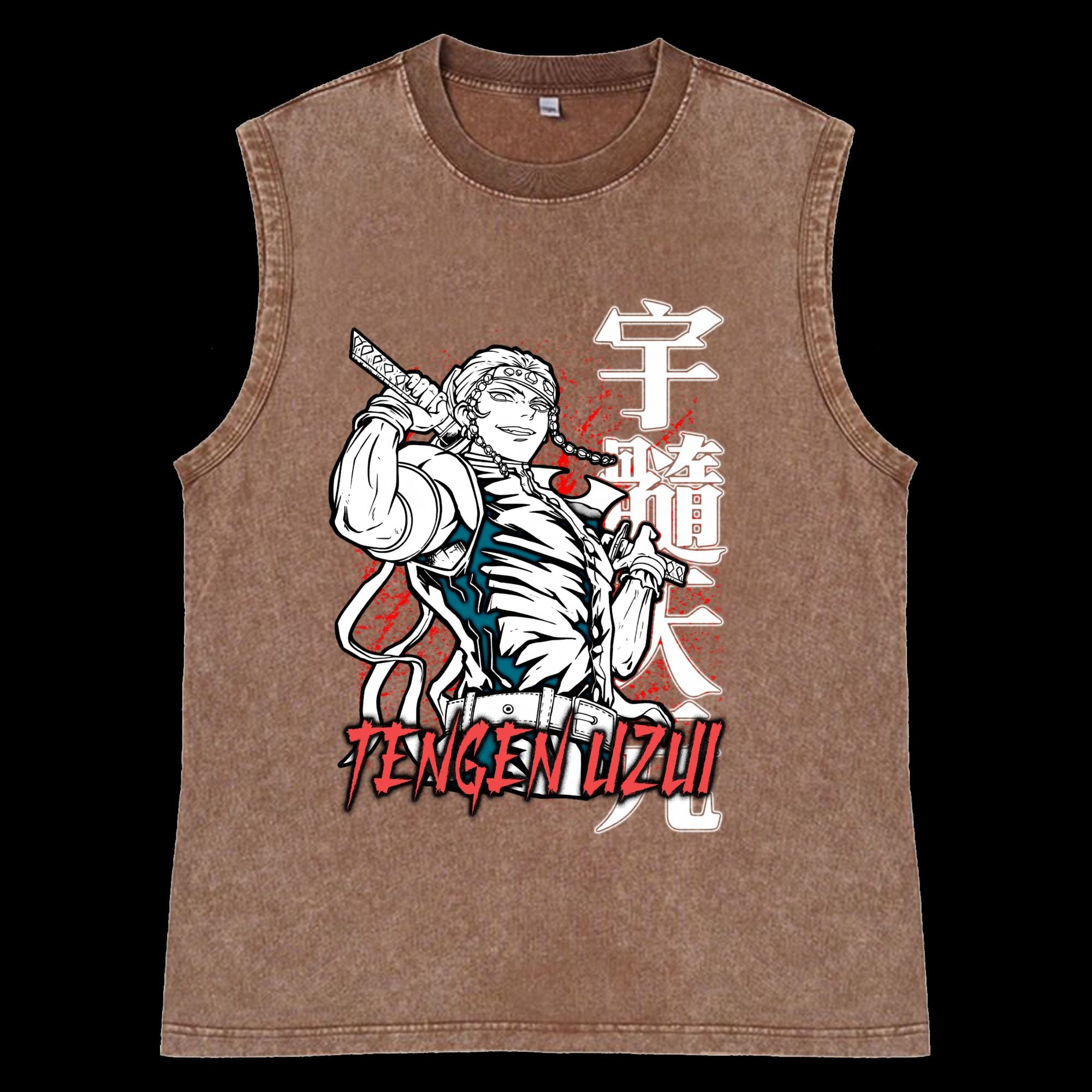 Tengen Uzui Vintage Washed TankTop front view - Demon Slayer