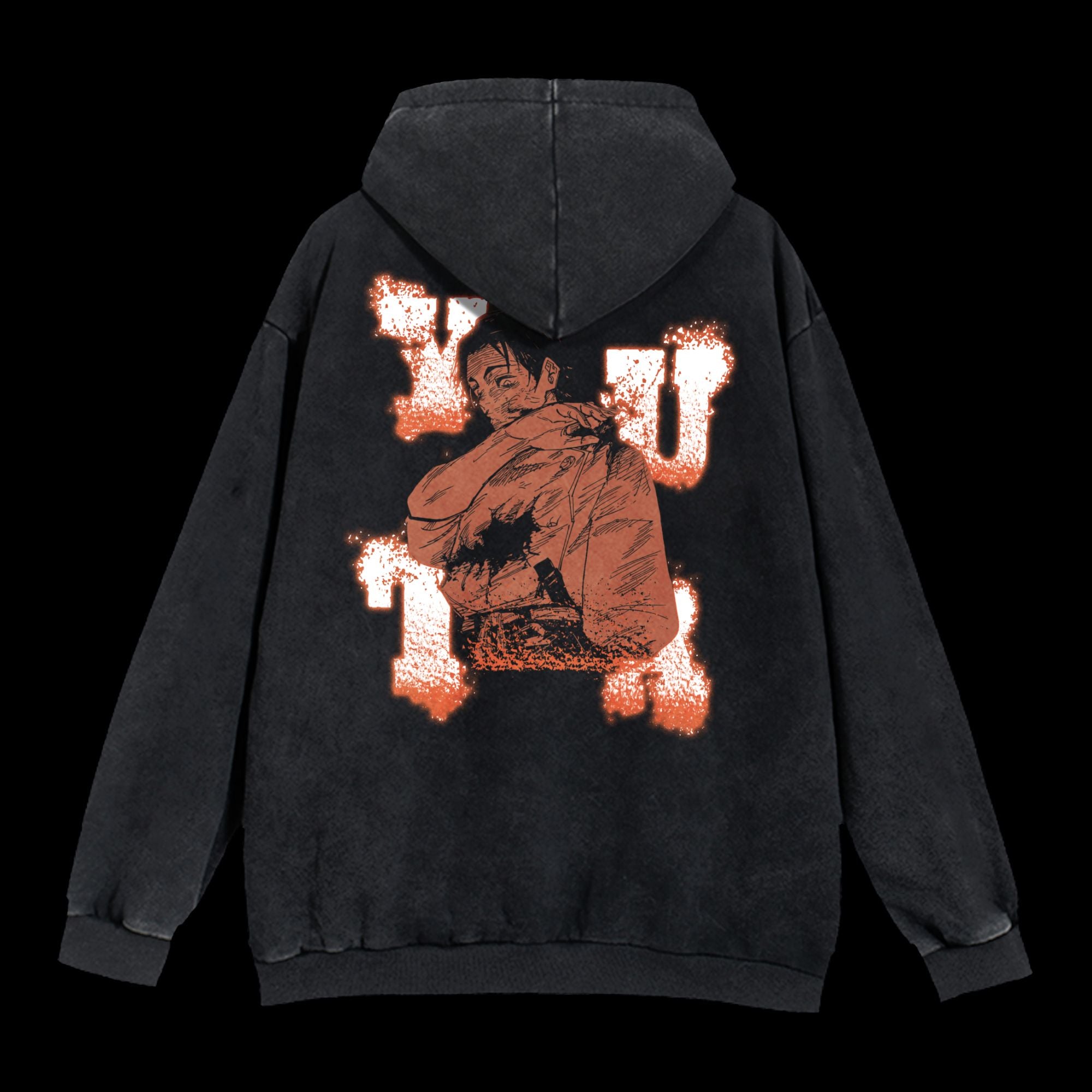 Yuta and Rika Vintage Washed Hoodie featuring Yuta Okkotsu and Rika from Jujutsu Kaisen