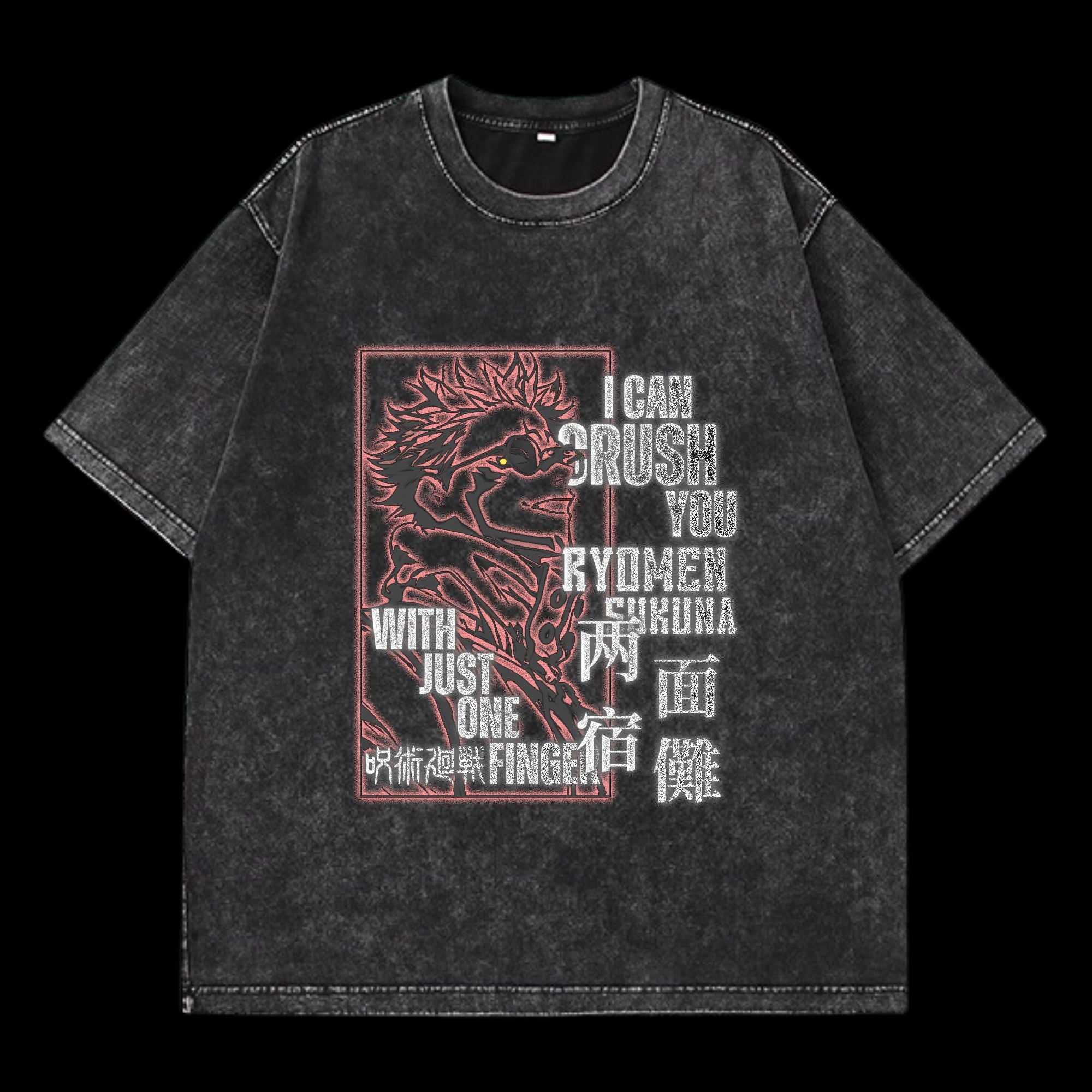 Sukuna V2 Washed T-Shirt featuring Sukuna from Jujutsu Kaisen