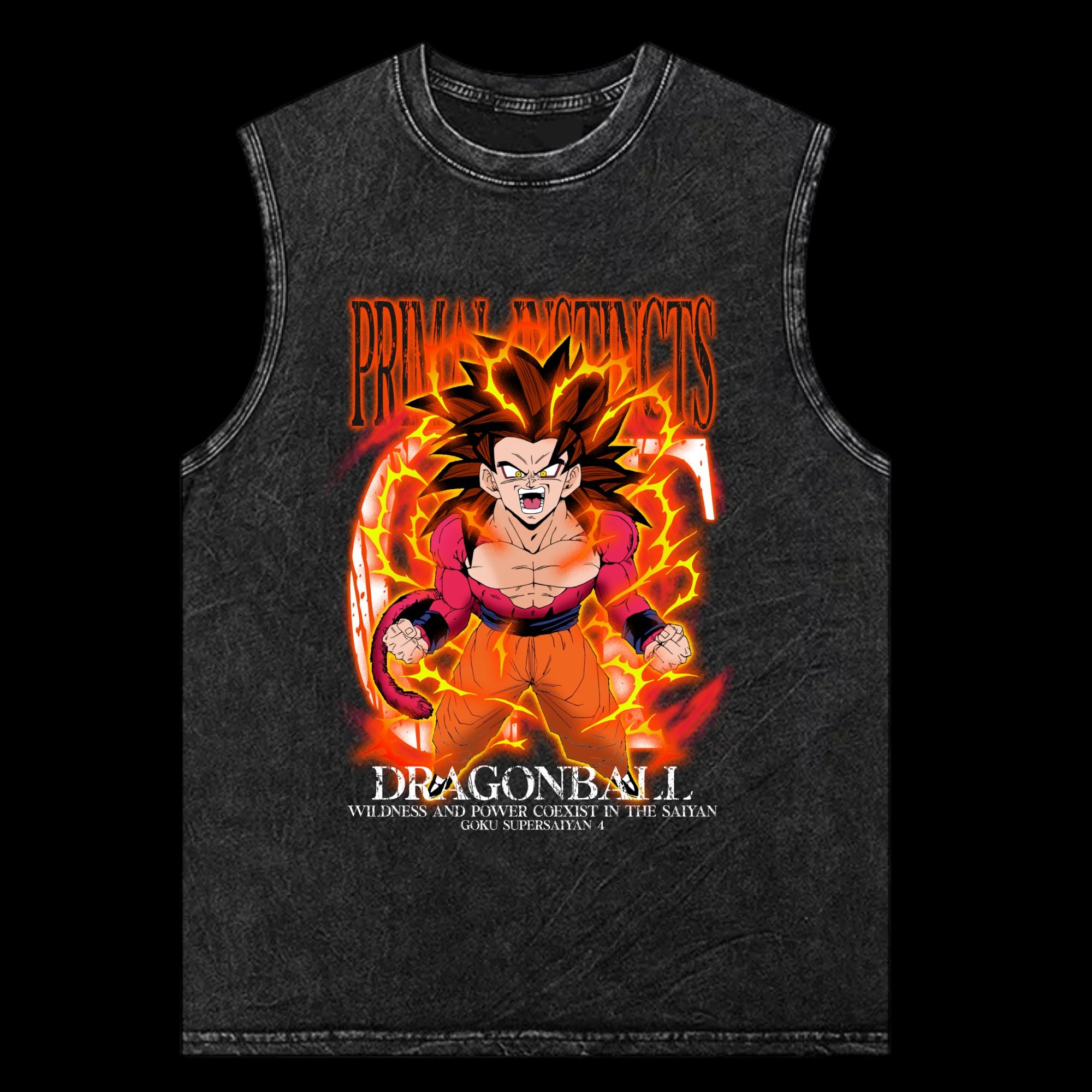 Goku SS4 Vintage Washed TankTop front view