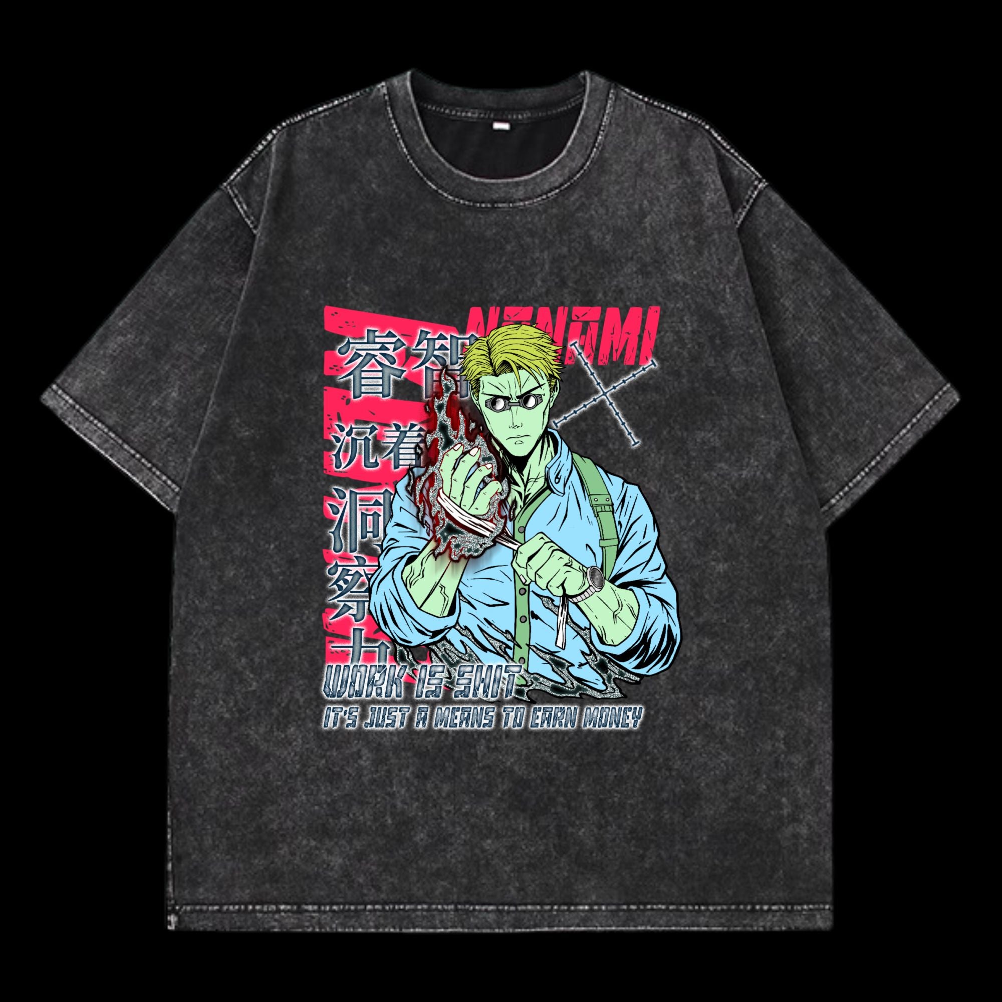 Kento Nanami Washed T-Shirt featuring Kento Nanami from Jujutsu Kaisen