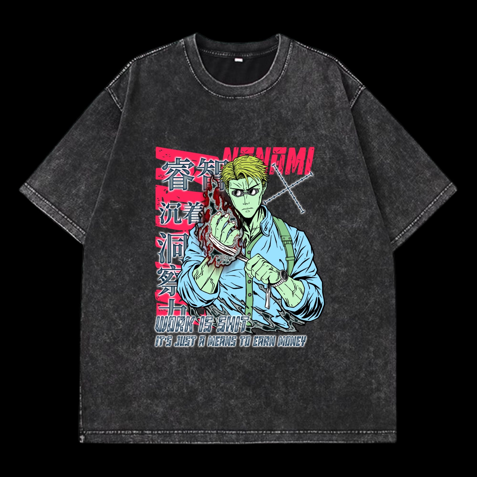 Kento Nanami Washed T-Shirt featuring Kento Nanami from Jujutsu Kaisen