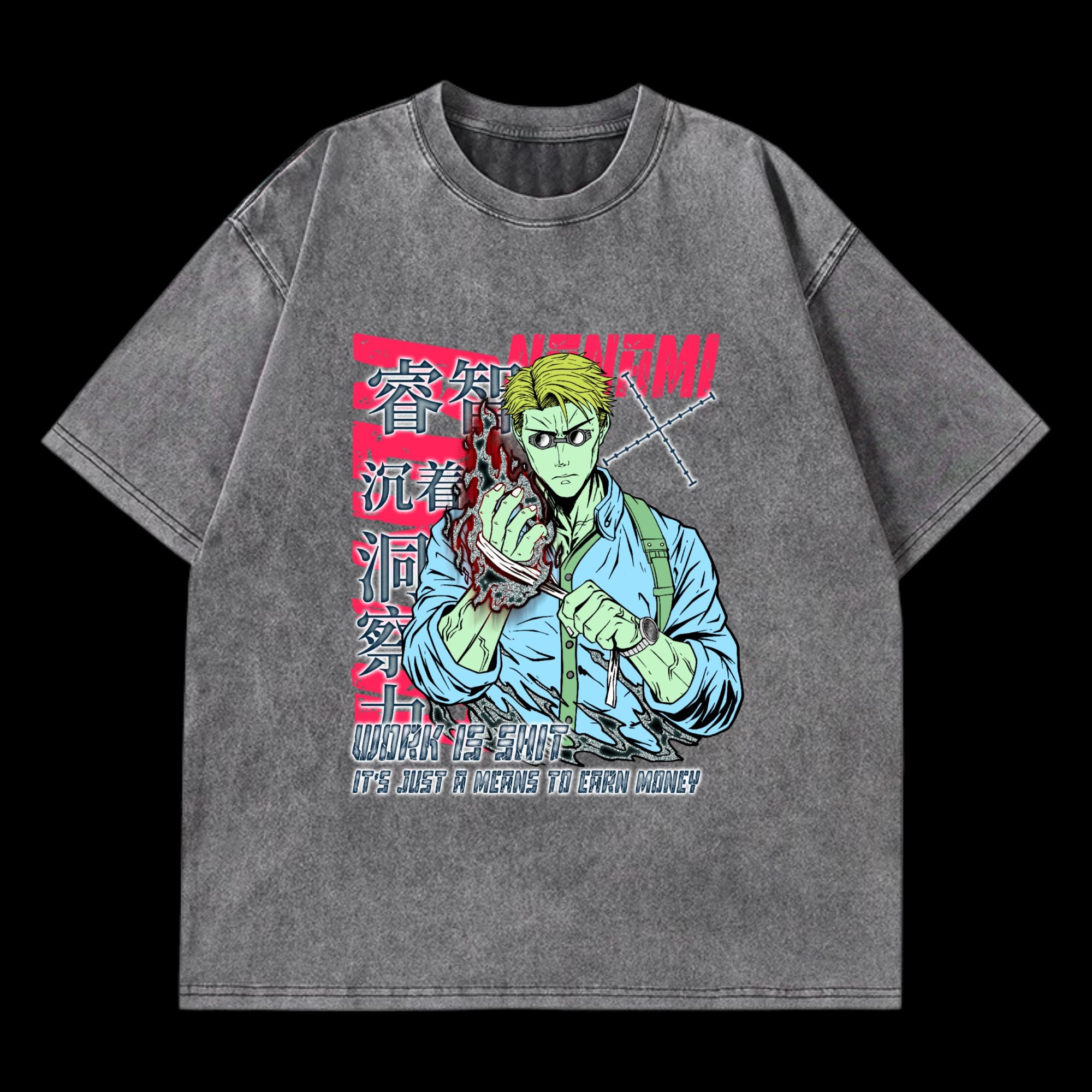 Kento Nanami Washed T-Shirt featuring Kento Nanami from Jujutsu Kaisen