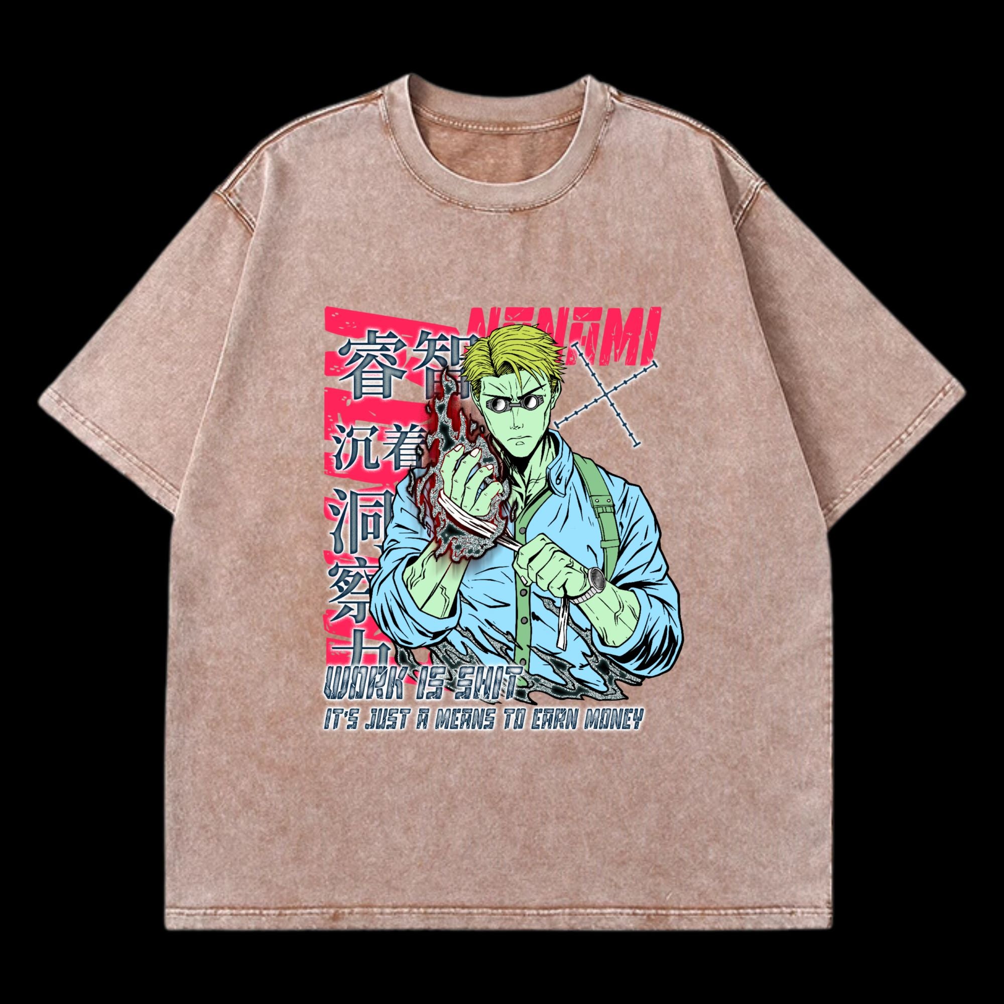 Kento Nanami Washed T-Shirt featuring Kento Nanami from Jujutsu Kaisen