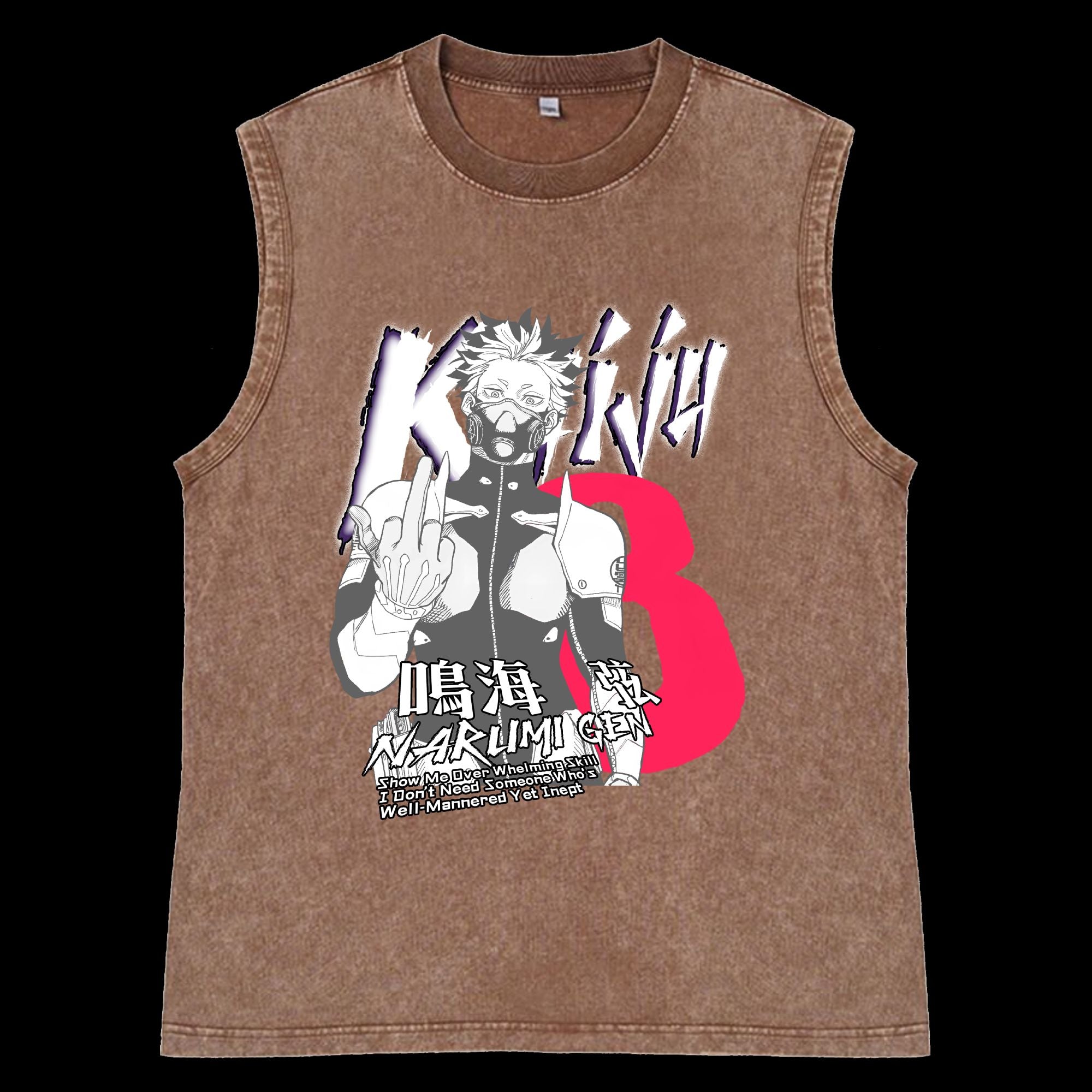 Gen Narumi Vintage Washed TankTop front view - Kaiju No. 8