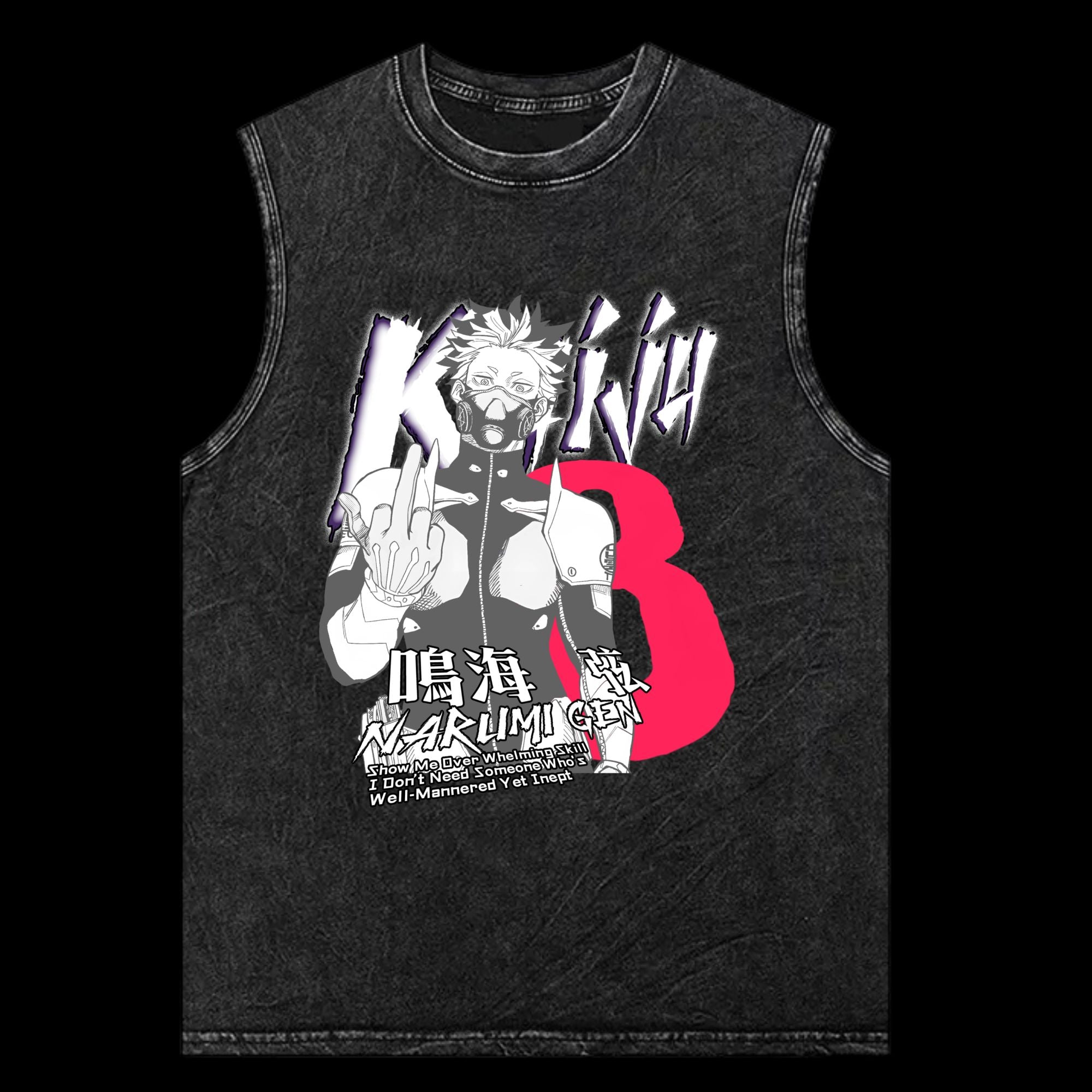 Gen Narumi Vintage Washed TankTop front view - Kaiju No. 8