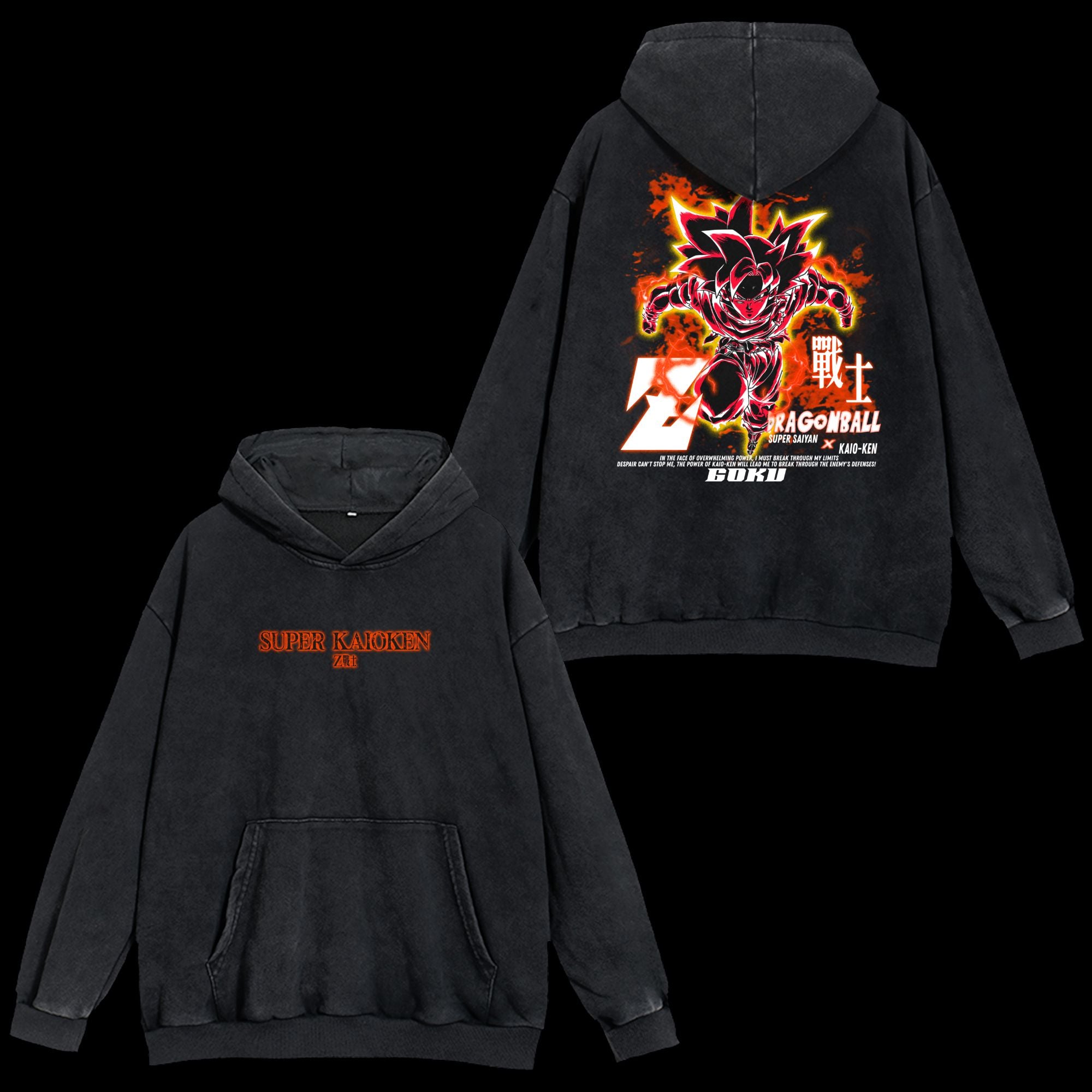 Super Saiyan Kaioken Vintage Hoodie featuring Goku from Dragon Ball Z