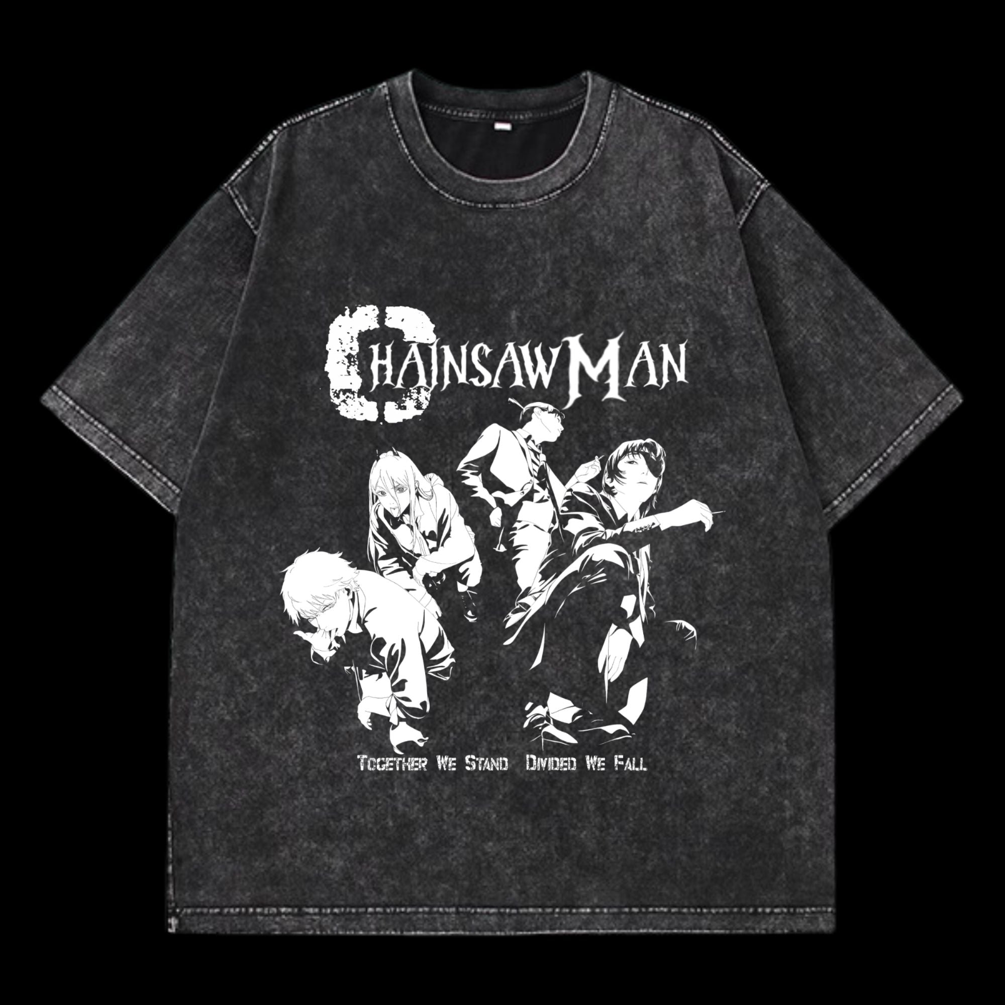 ChainsawMan Team Washed T-Shirt featuring the entire ChainsawMan team