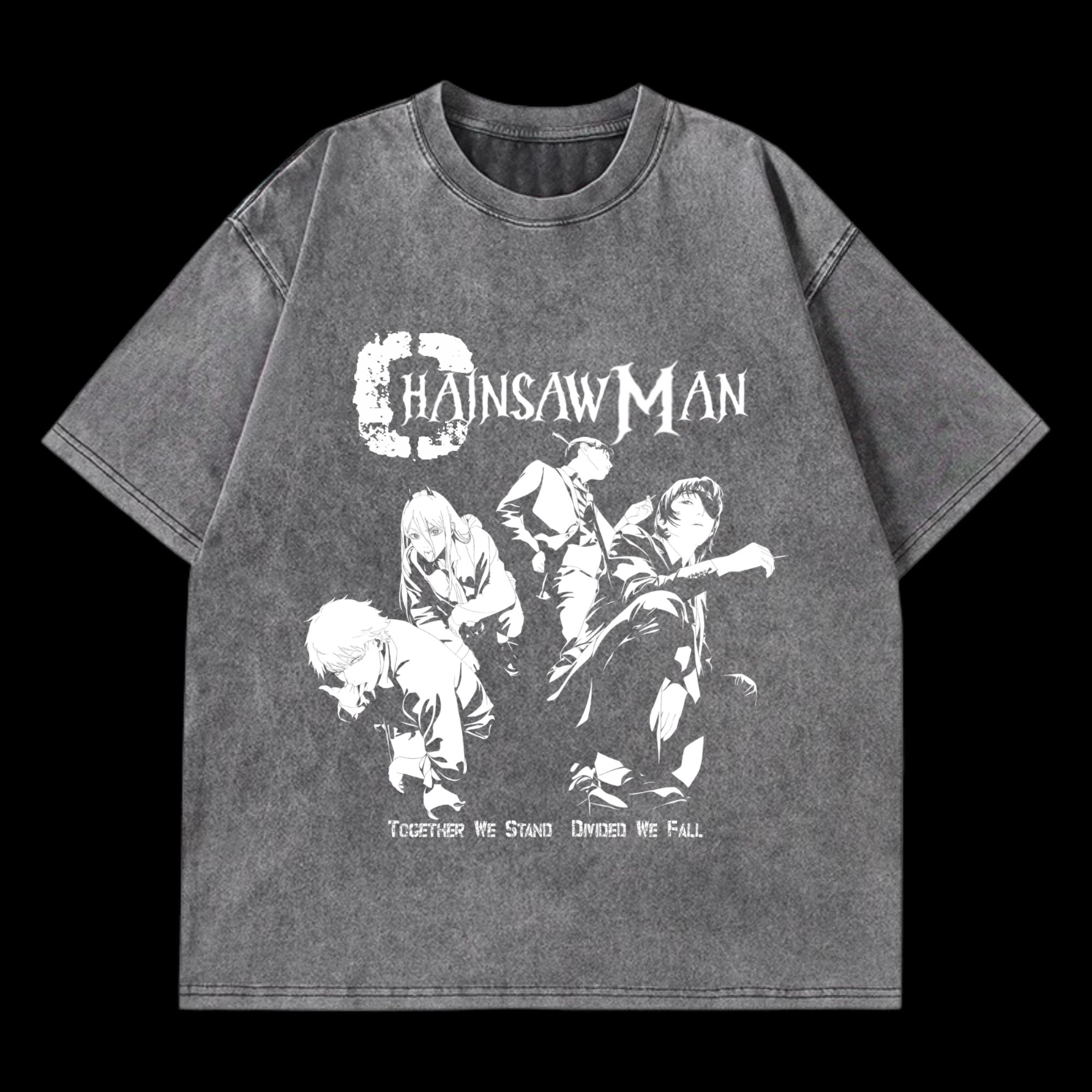 ChainsawMan Team Washed T-Shirt featuring the entire ChainsawMan team