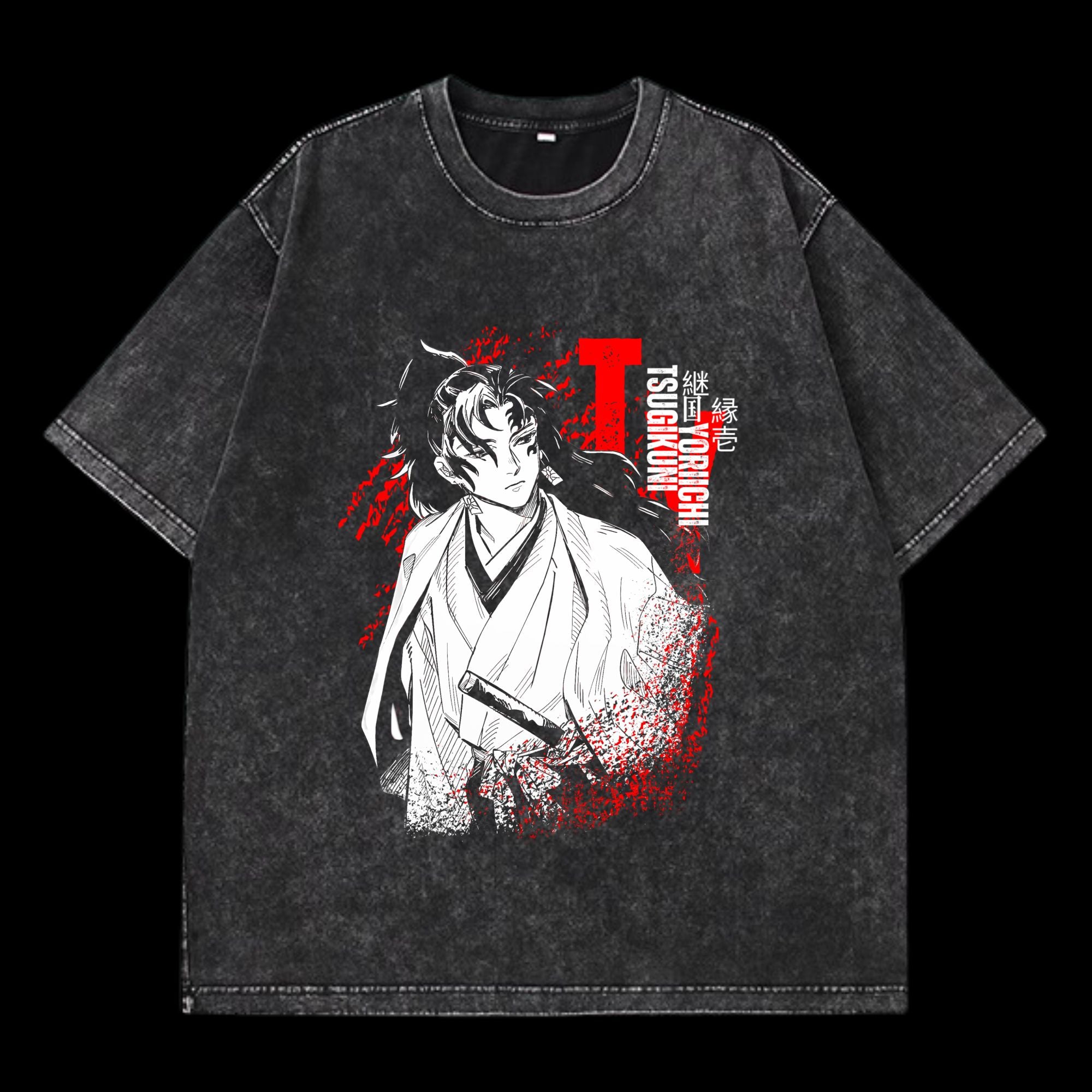 Tsugikuni Yoriichi Washed T-Shirt featuring Yoriichi from Demon Slayer