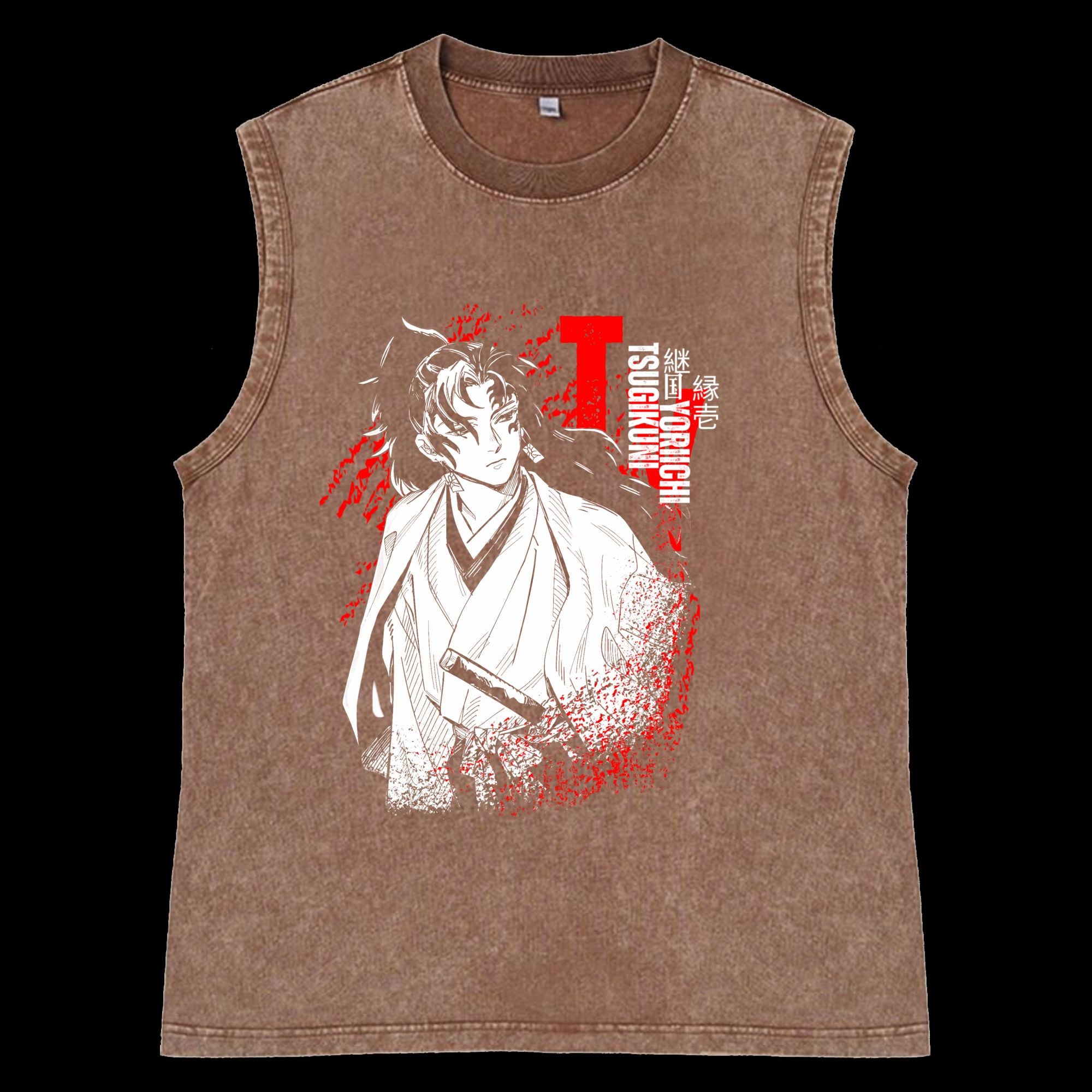 Yoriichi Tsugikuni Washed TankTop Front View - Demon Slayer Collection