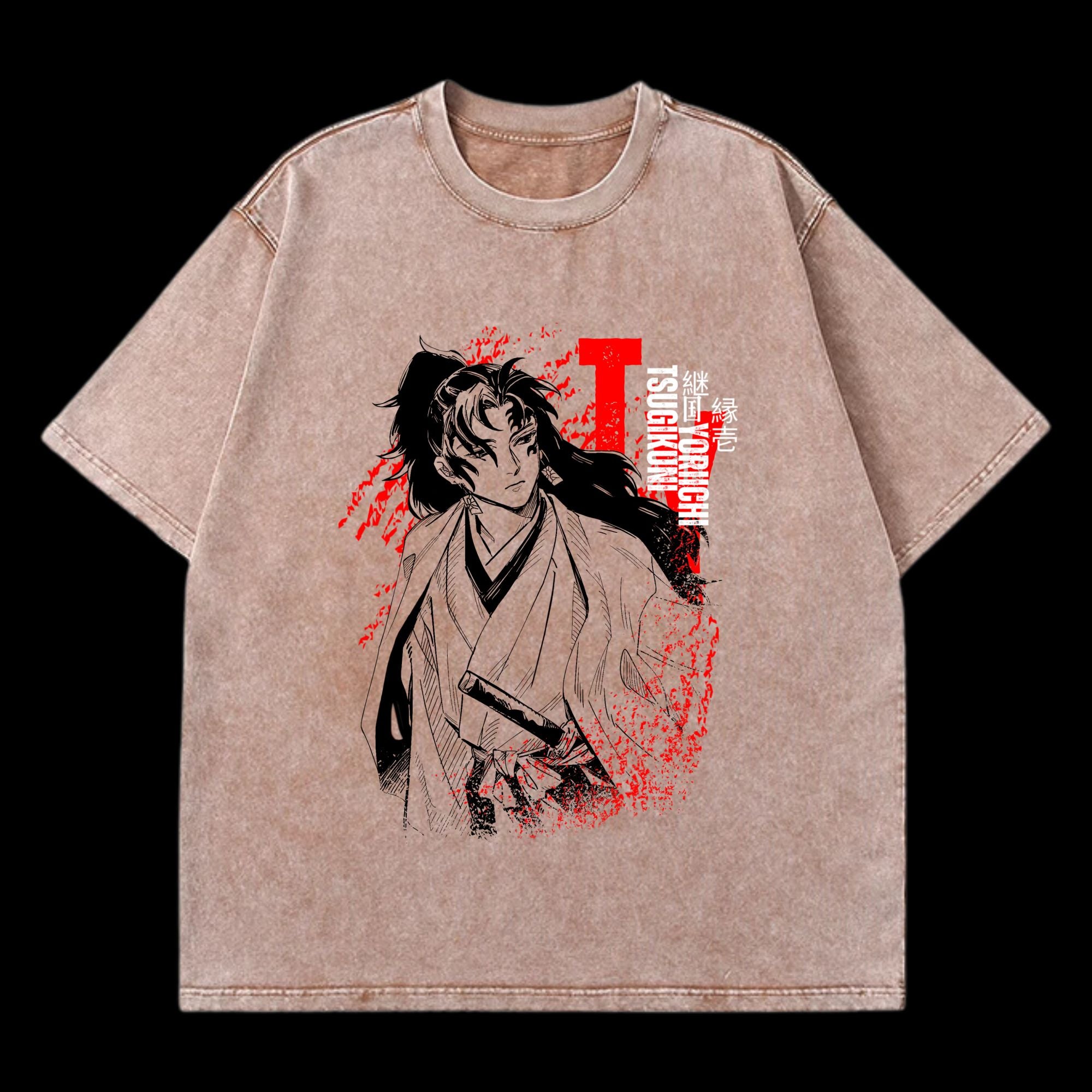 Tsugikuni Yoriichi Washed T-Shirt featuring Yoriichi from Demon Slayer