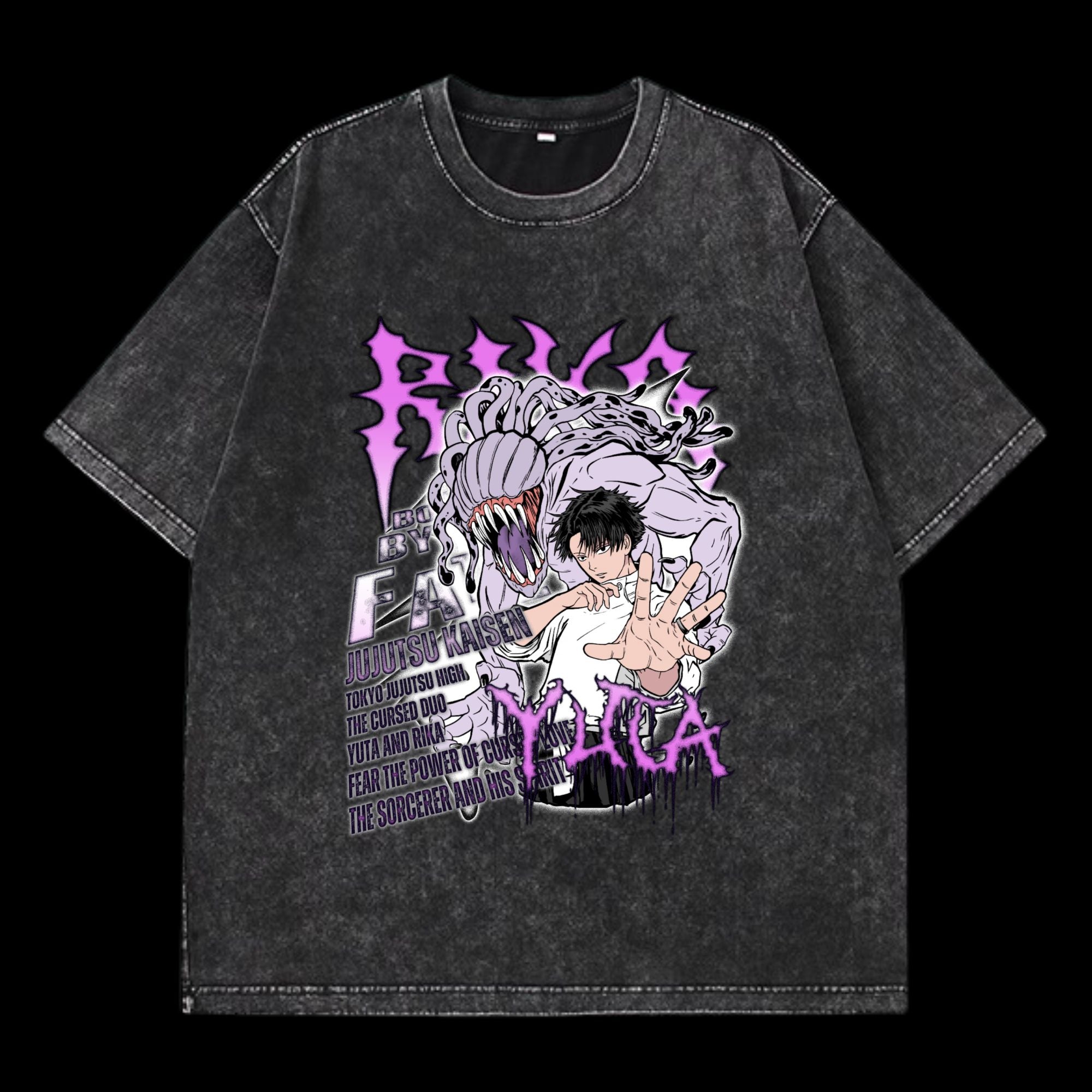 Yuta & Rika Washed T-Shirt featuring Yuta and Rika from Jujutsu Kaisen